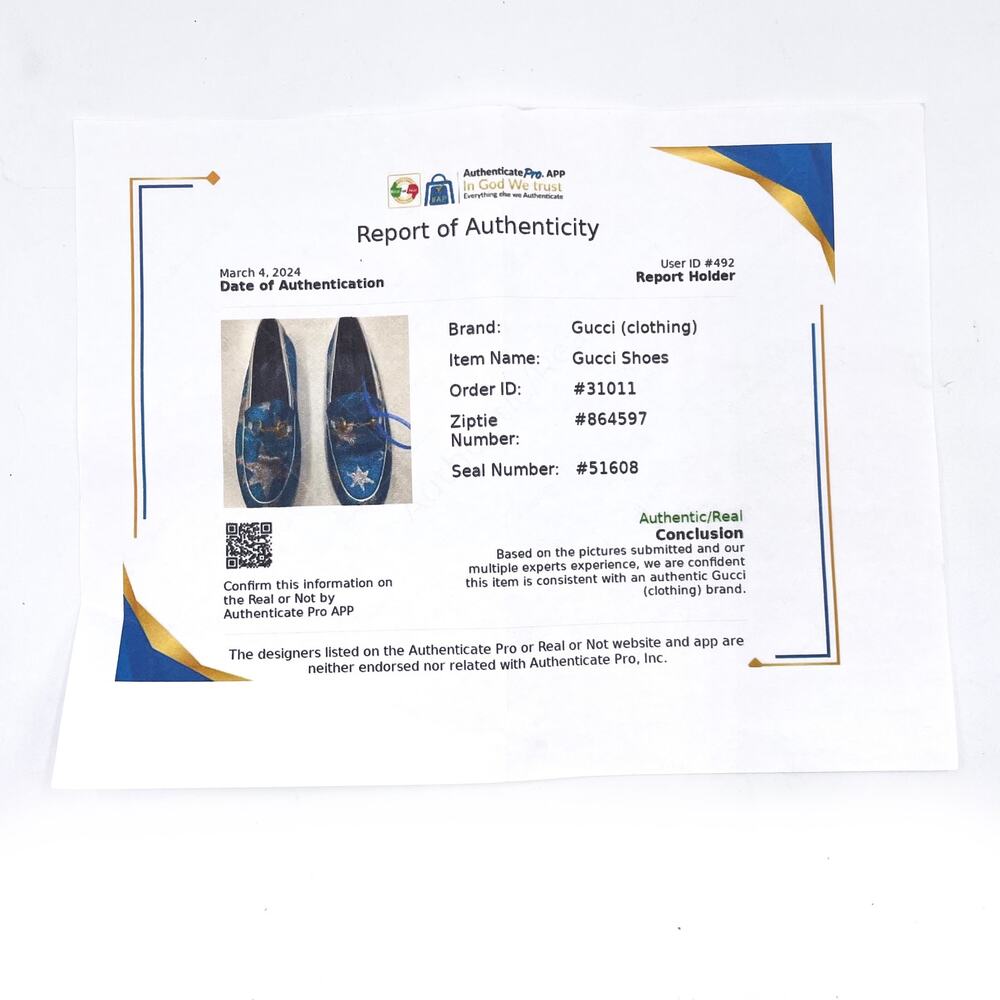 Gucci Jordaan Starry Sky Loafers Blue Metallic Silver Horsebit Leather Sz 37 / 7 - Picture 12 of 12
